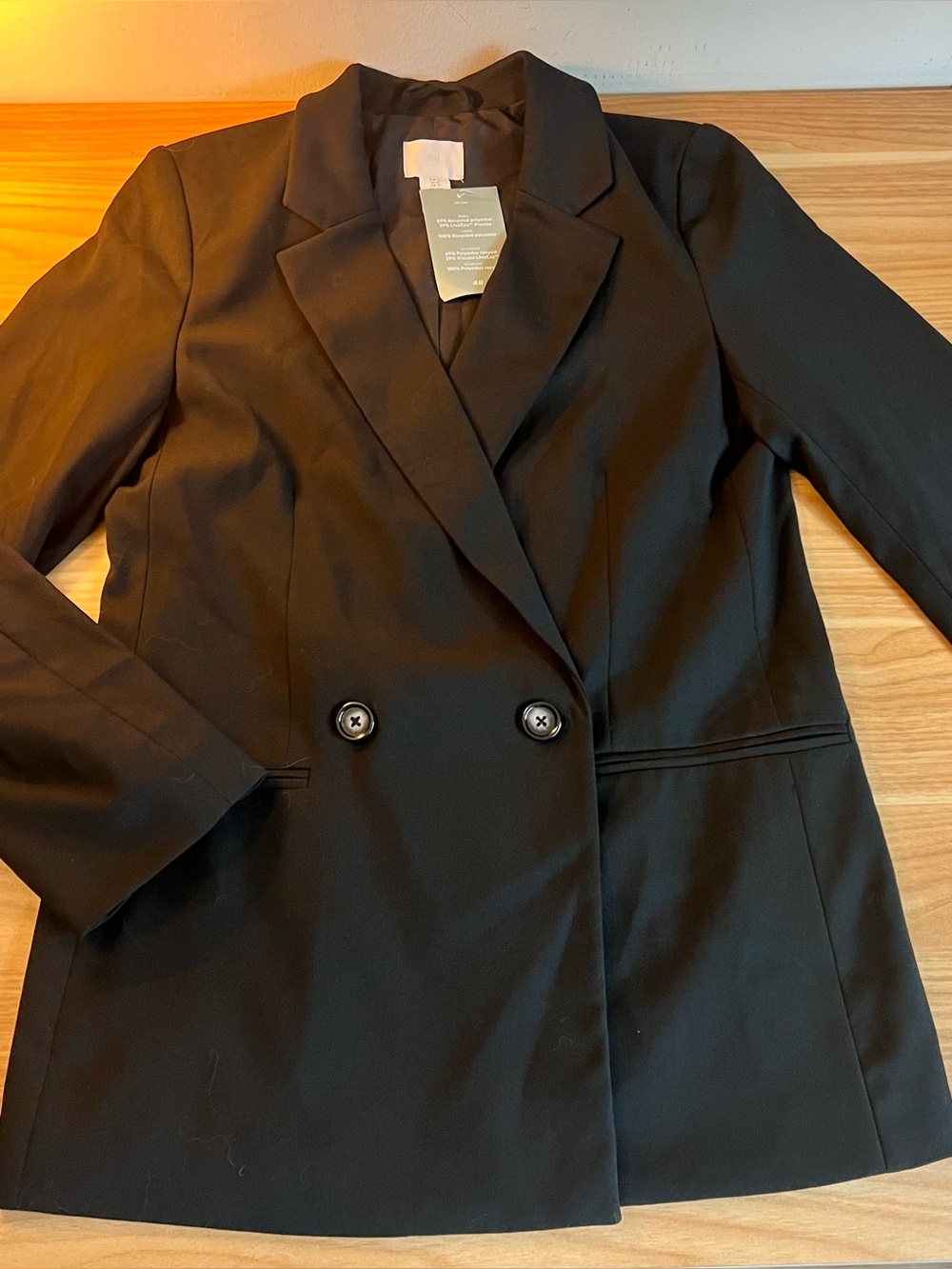 NWT Classic Black Double-Breasted Women's oversized Blazer